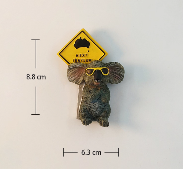 Australia Creative Koala Road Sign Travel Souvenir 3D Painted Warning Sign Magnetic Refrigerator Magnet Gift