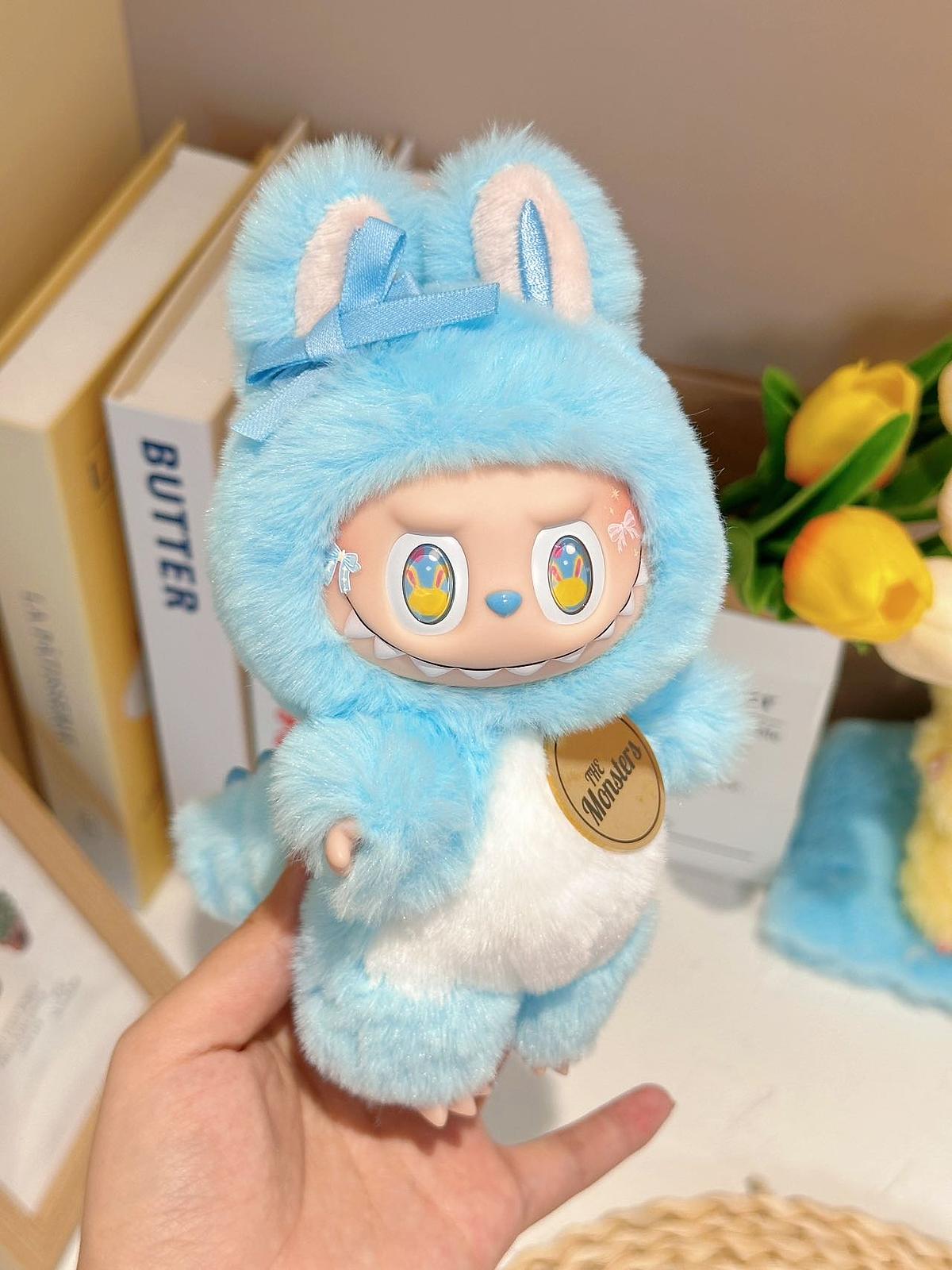 Labubu In Blue Blue & White Labubu – Handmade Labubu Inspired Plush Doll – Sydney Labubu