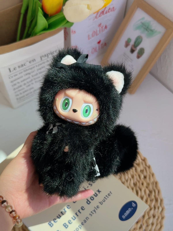 Black Cat Labubu – Handmade Plush Doll