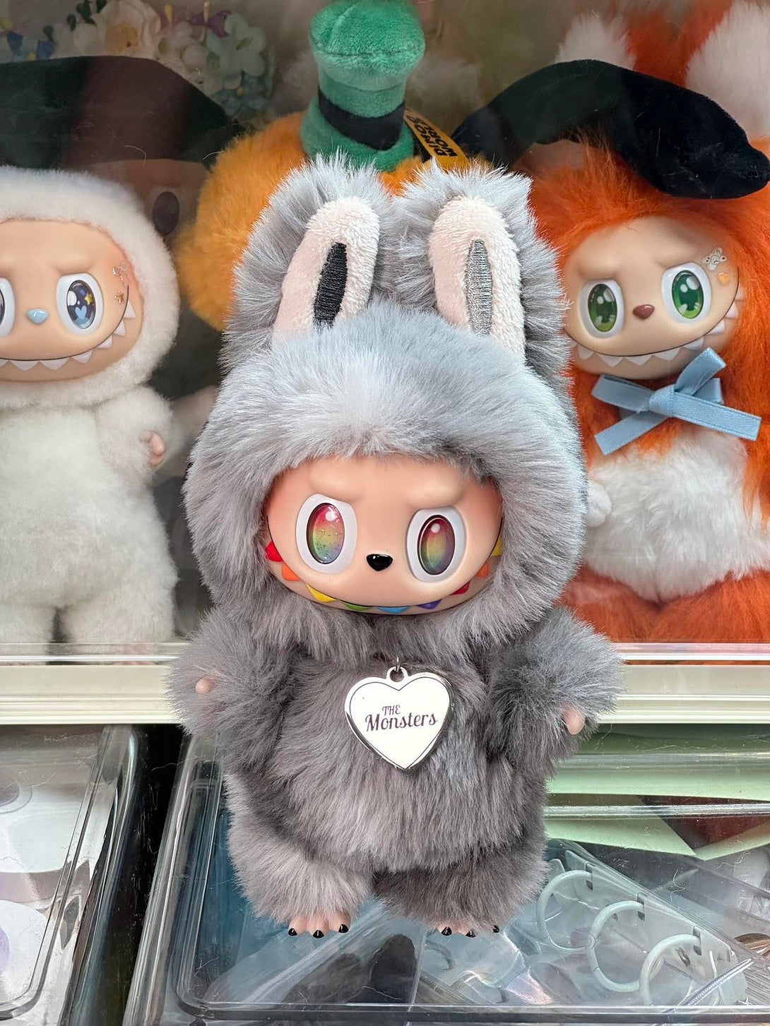 Labobo Gray Handmade Labubu Big Into Energy ID – Grey Plush Doll – Sydney Labubu