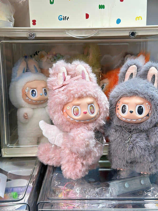 Peach Angel Labubu – Handmade Plush Doll