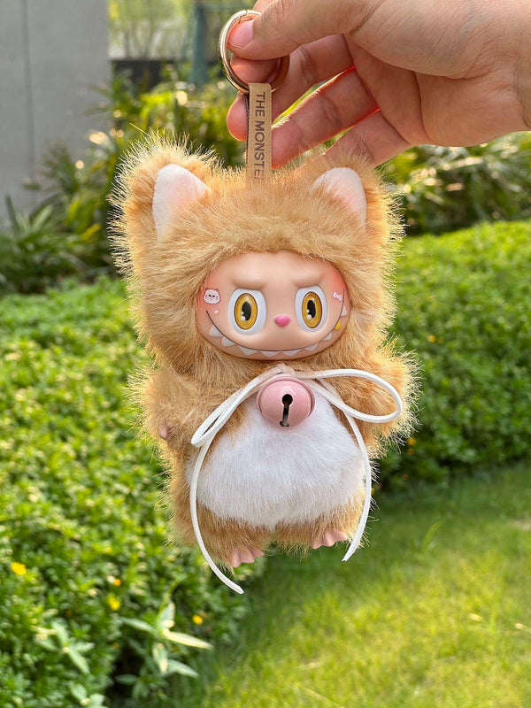 Golden Tabby Cat Labubu – Handmade Plush Doll