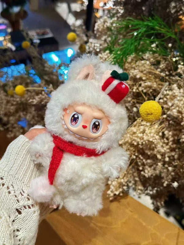 White Christmas Labubu – Handmade Holiday Plush