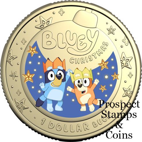 2025 Bluey Christmas Coloured One Dollar ($1) Uncirculated Australian ...