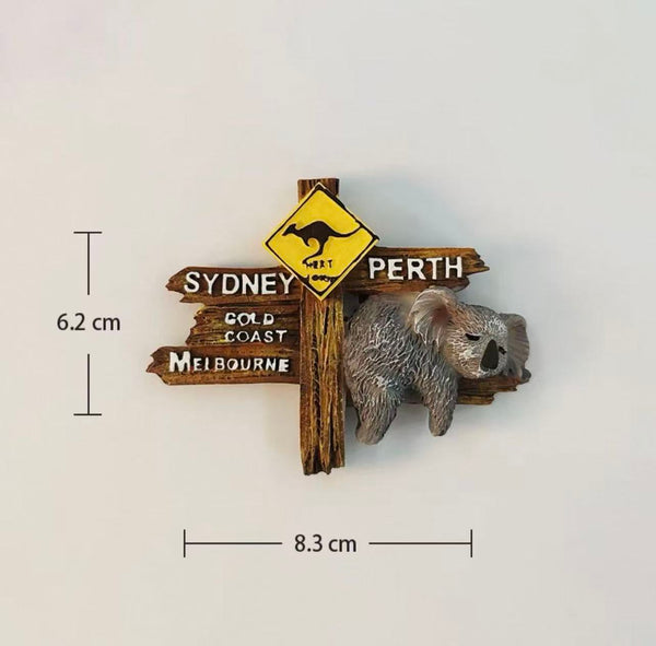 Australia Cultural Travel Souvenir Creative Koala Road Sign Decorative Magnetic Refrigerator Magnet Collectible Gift