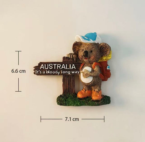 Australia Creative 3D Koala Road Sign Travel Souvenir Resin Painted Decorative Magnetic Refrigerator Magnet