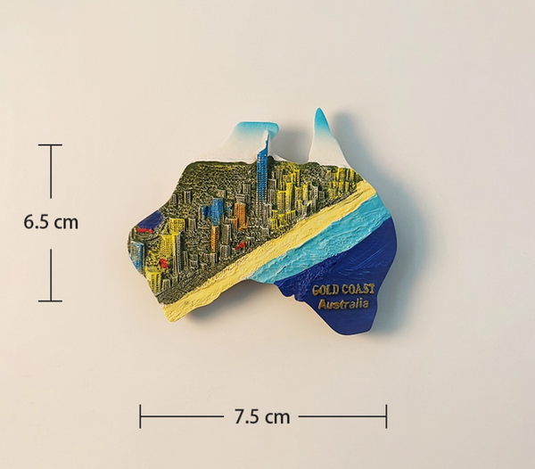 Australia Gold Coast Scenic Travel Souvenir 3D Painted Map Decorative Magnetic Refrigerator Magnet Gift